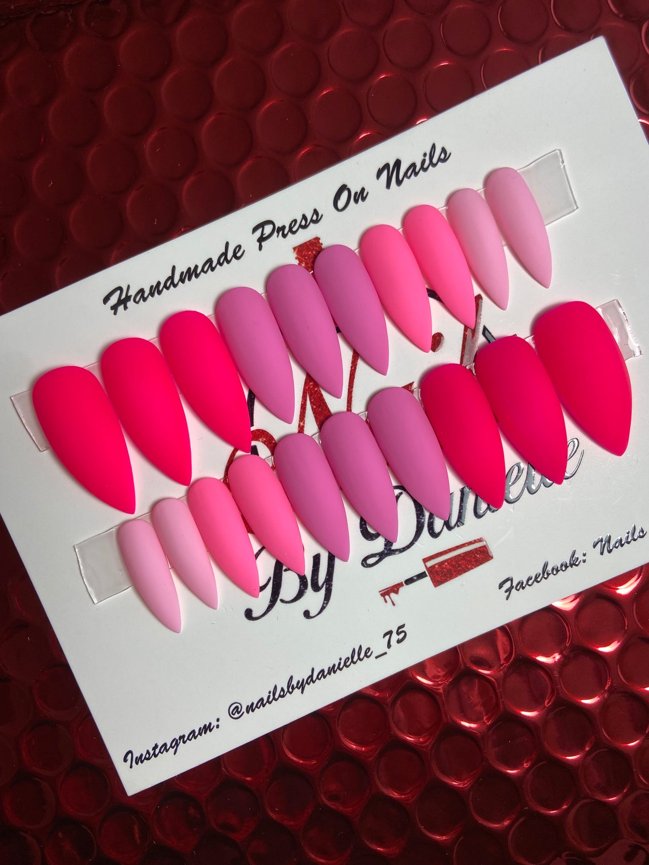 Multi Pink Matte Stiletto Nails